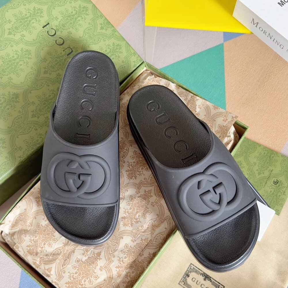 Gucci Gray Slide Sandals